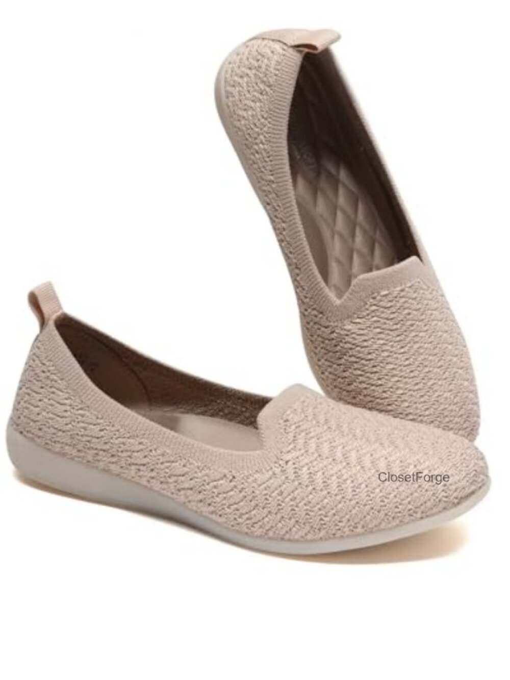 Women's Knitted Loafers Slip-On Round Toe Flats Lightweight Foldable Comfort